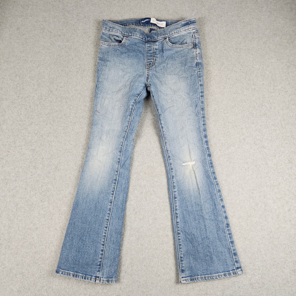 Old Navy Bootcut Jeans Girls L Blue Faded Built-In Tough High Waisted Pull On